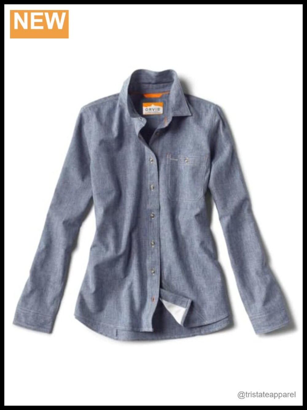 Women's Long Sleeve Chambray Button Down Shirt UPF 40 Moisture Wicking